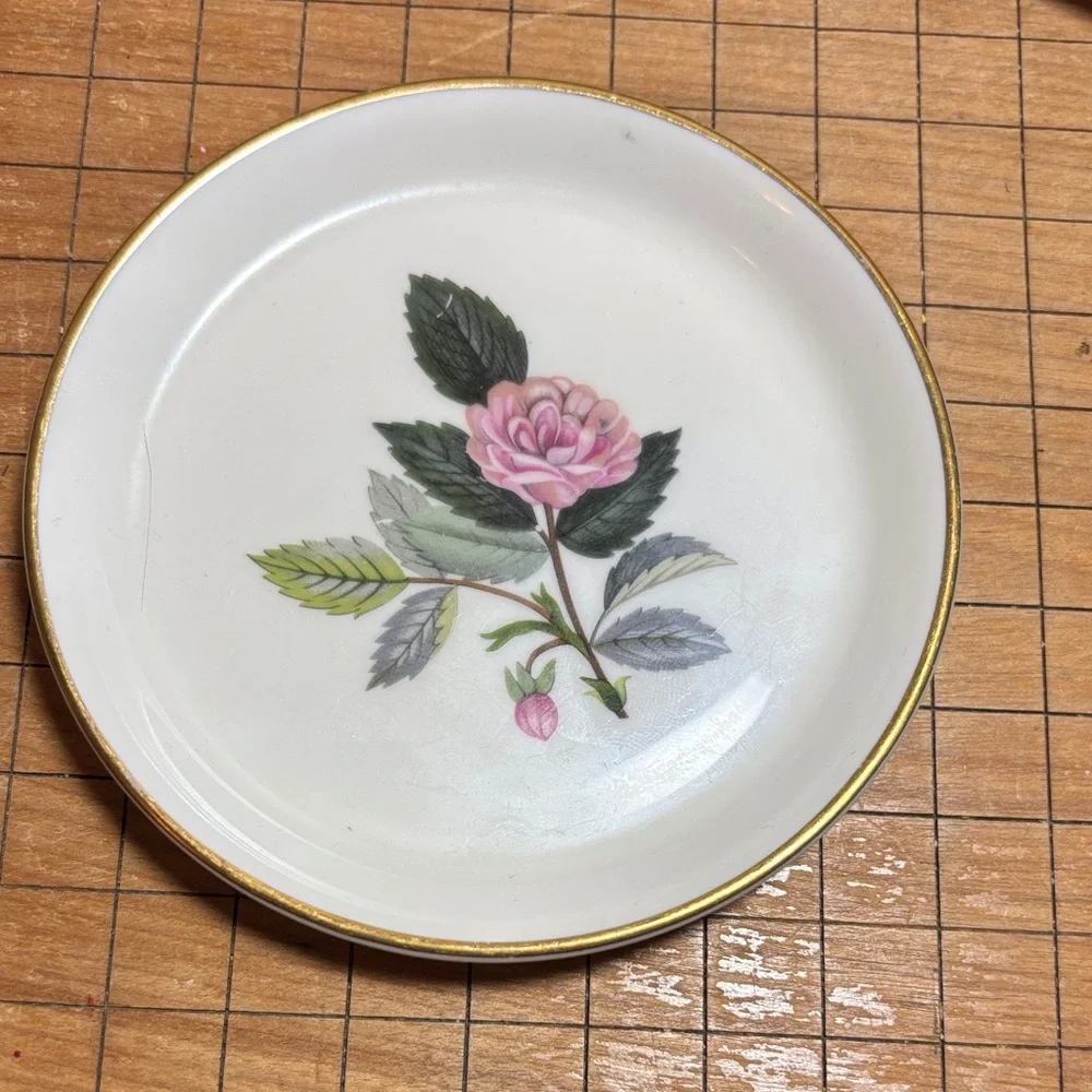 Wedgwood Hathaway Rose Dish, Limoges Tray and Toscany Collection Trinket Holder